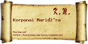 Korponai Marióra névjegykártya